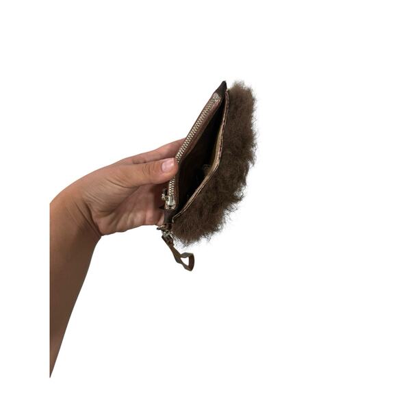 Buffalo Leather And Fur Handmade Wristlet Zip Wallet JH Brand - Picture 2 of 8